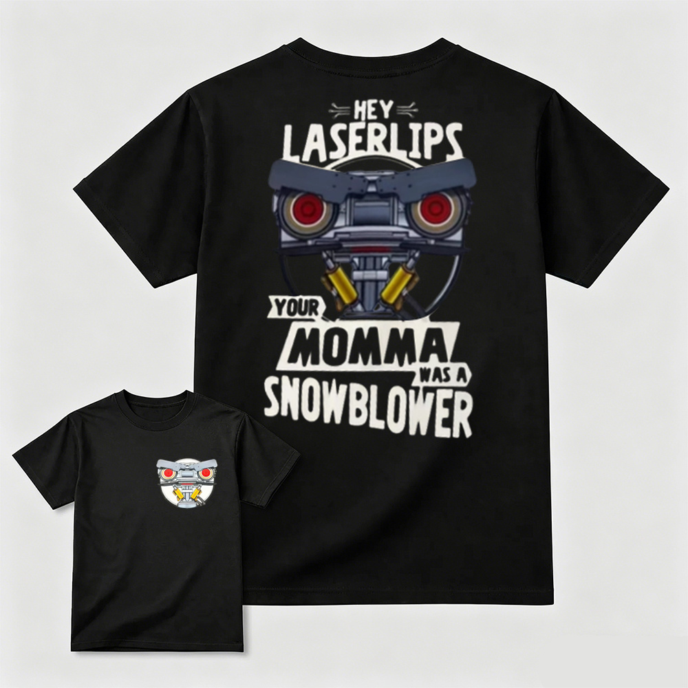Retro Laser Lips Graphic T-Shirt – Funny Robot Print White Tee, Vintage Streetwear Casual Oversized Top