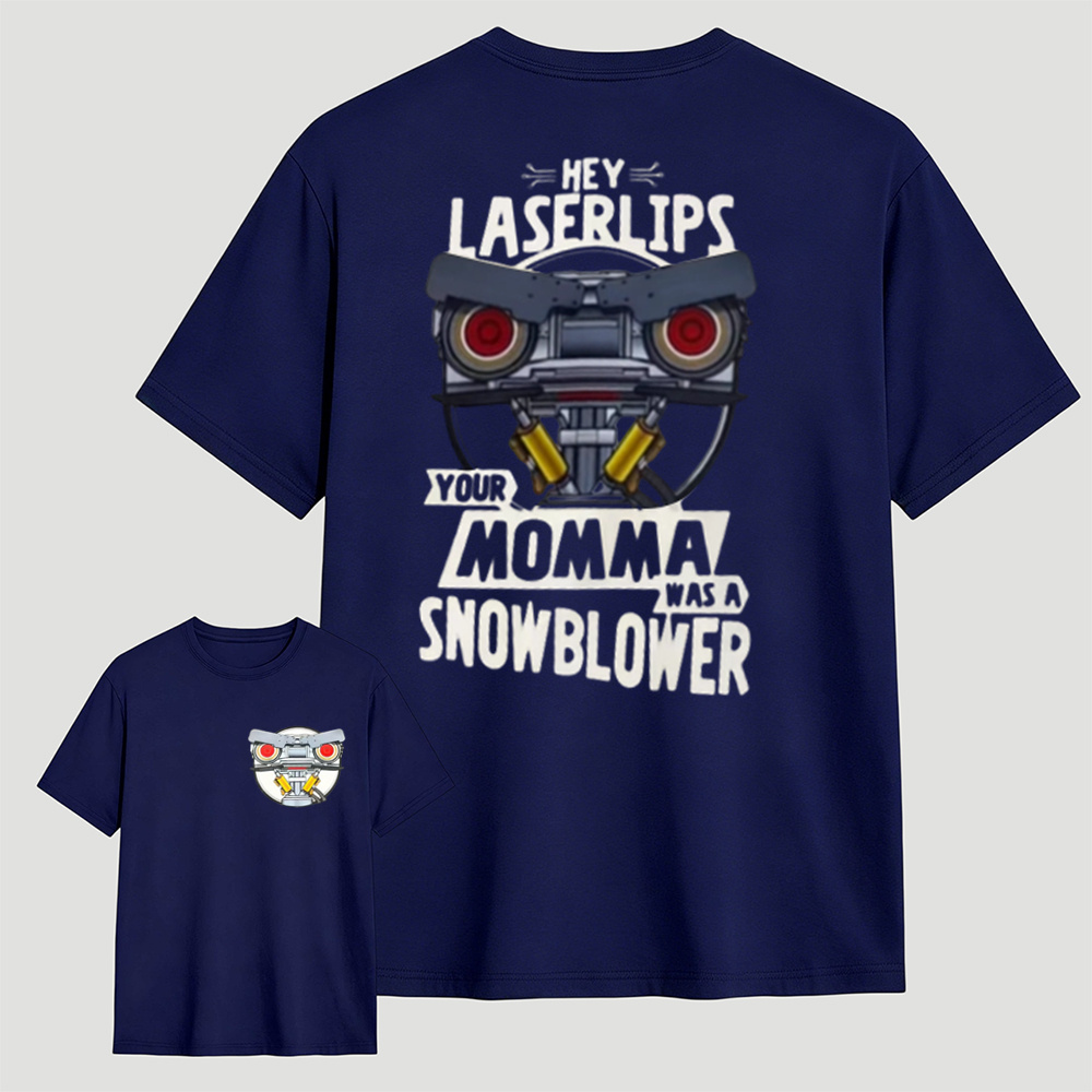 Retro Laser Lips Graphic T-Shirt – Funny Robot Print White Tee, Vintage Streetwear Casual Oversized Top