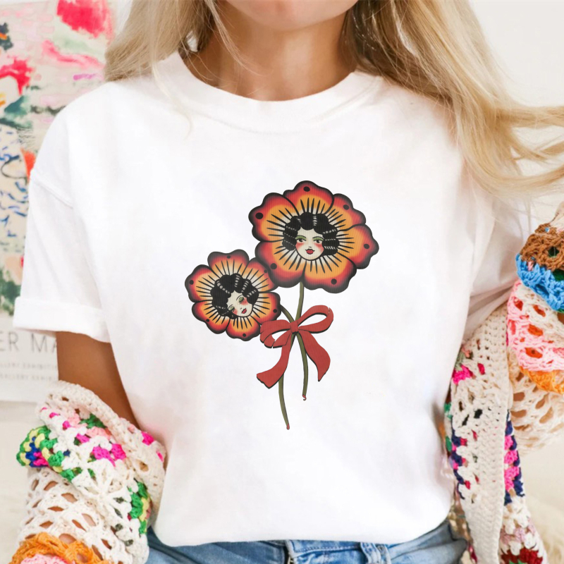 Flower Faces With Bow Unisex Classic T-shirt