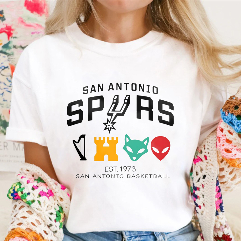 San Antonio Spurs Logo With Symbols And Text Unisex Classic T-shirt