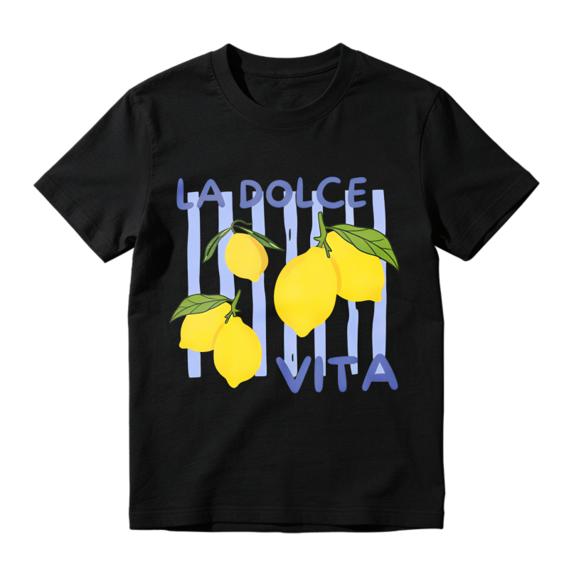Lemon And La Dolce Vita Text T-shirt