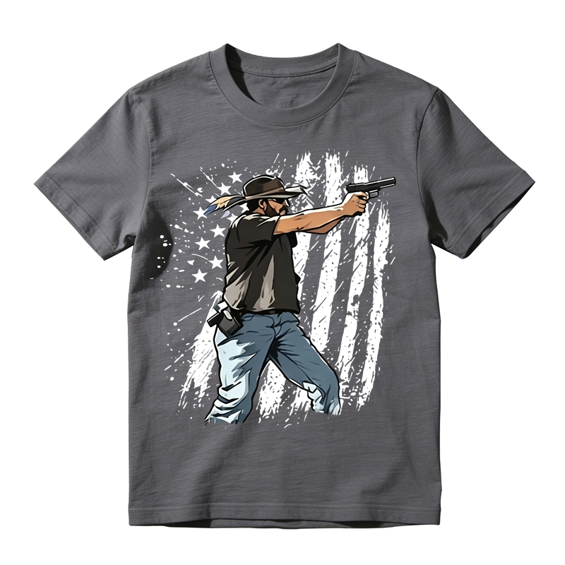 Vintage Patriotic Graphic T-Shirt – Distressed American Flag Western Style Casual Unisex Tee