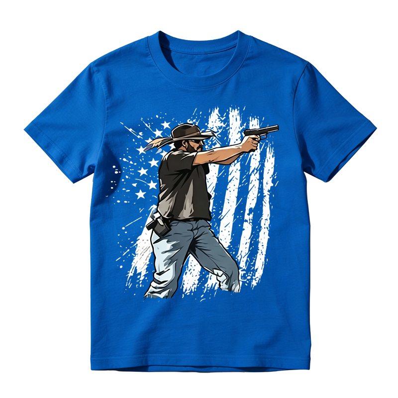 Vintage Patriotic Graphic T-Shirt – Distressed American Flag Western Style Casual Unisex Tee