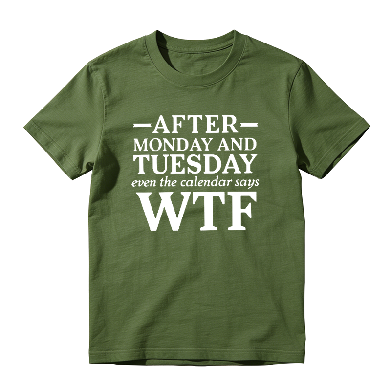 After Monday and Tuesday Even the Calendar Says WTF Funny Graphic T-Shirt