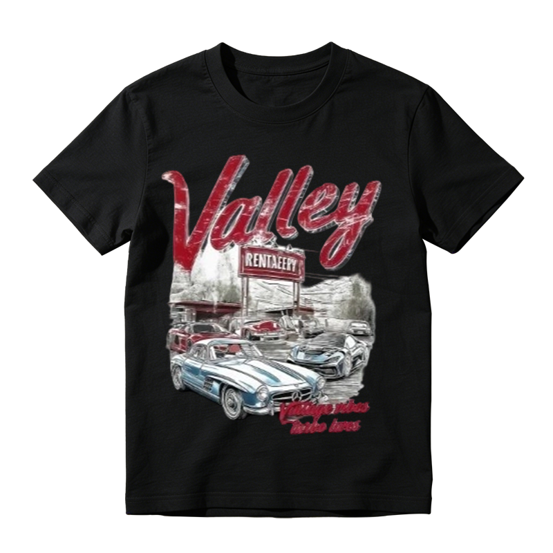 Vintage Valley Classic Car Graphic Oversized T-Shirt