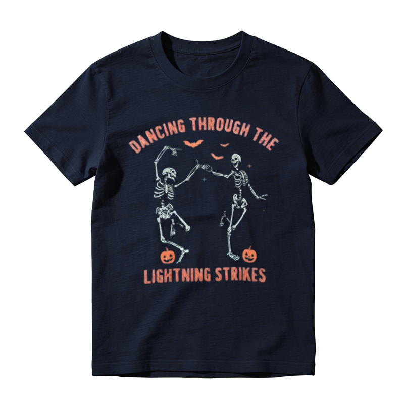 Vintage Dancing Skeleton Halloween Graphic T-Shirt – Unisex Cotton Tee
