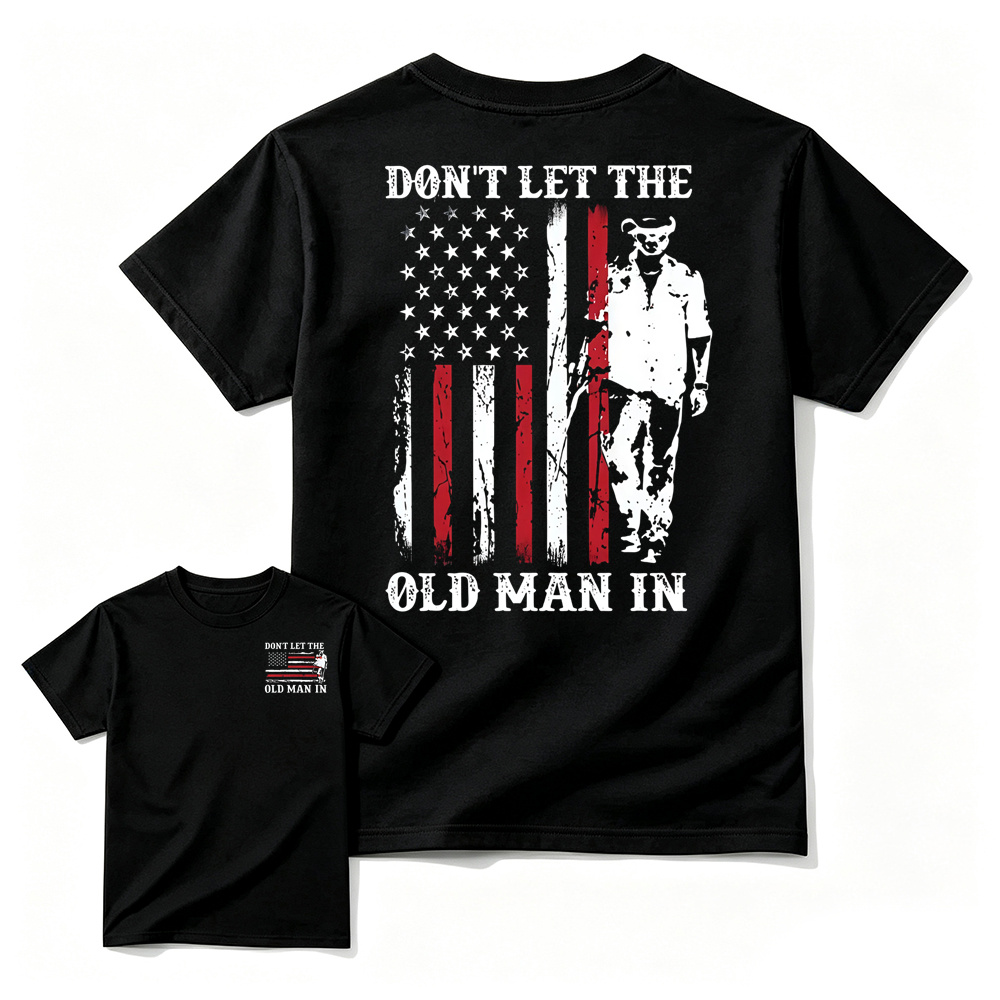 Vintage American Flag Front & Back Print Mens Graphic Tee Casual Short Sleeve Tshirt
