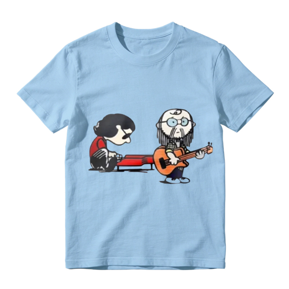 Cartoon Musician Duo Playing Guitar And Keyboard Unisex Classic T-shirt