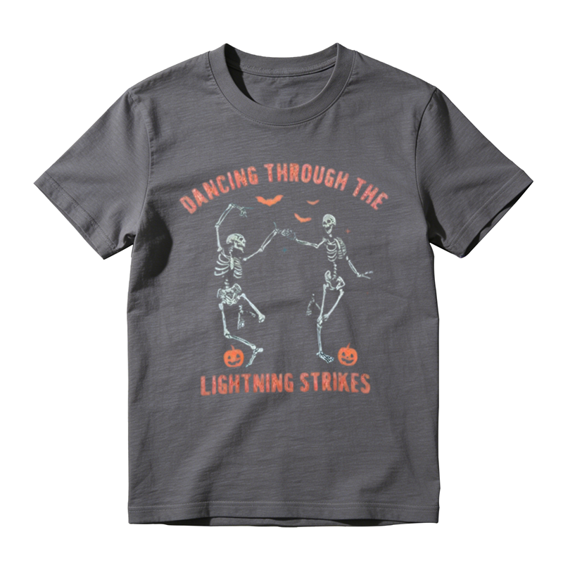 Vintage Dancing Skeleton Halloween Graphic T-Shirt – Unisex Cotton Tee