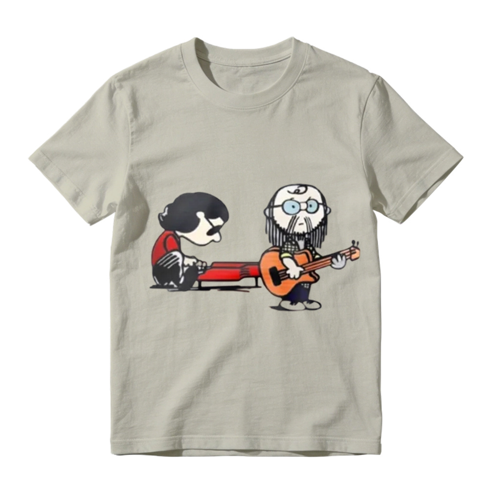 Cartoon Musician Duo Playing Guitar And Keyboard Unisex Classic T-shirt