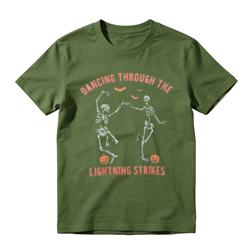Vintage Dancing Skeleton Halloween Graphic T-Shirt – Unisex Cotton Tee