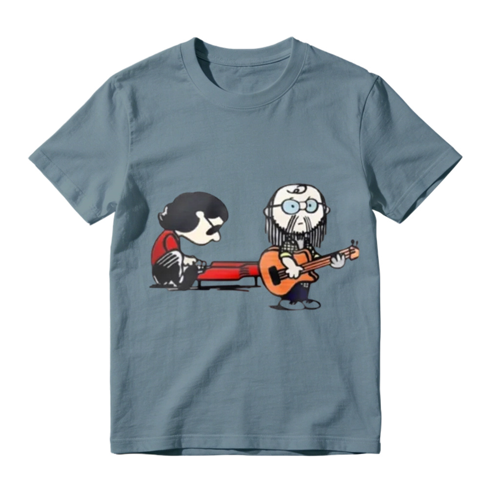 Cartoon Musician Duo Playing Guitar And Keyboard Unisex Classic T-shirt