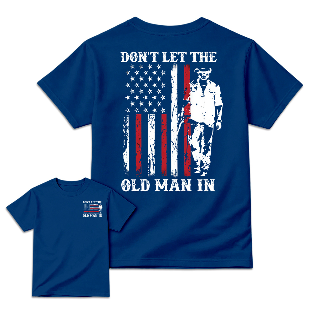 Vintage American Flag Front & Back Print Mens Graphic Tee Casual Short Sleeve Tshirt