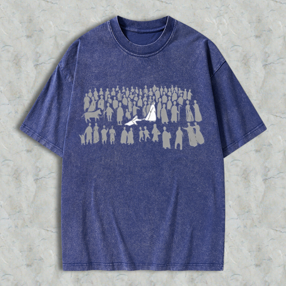 Vintage Washed Nativity Scene Silhouette Graphic T-Shirt