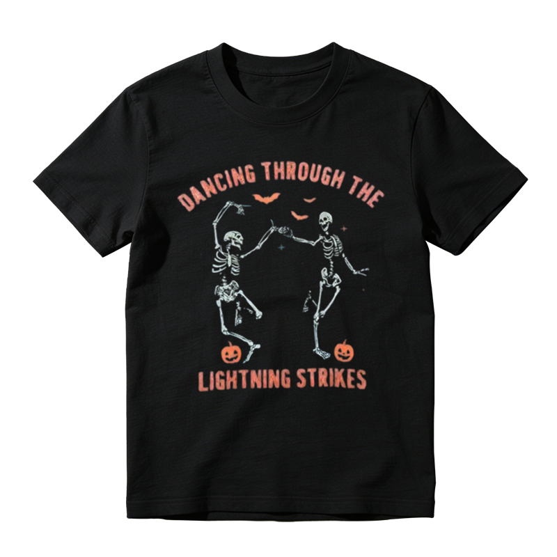 Vintage Dancing Skeleton Halloween Graphic T-Shirt – Unisex Cotton Tee