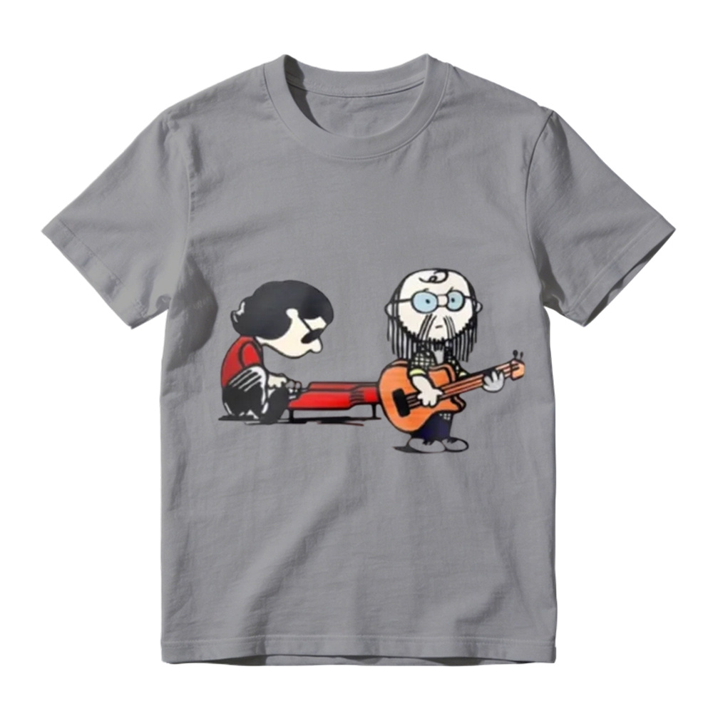Cartoon Musician Duo Playing Guitar And Keyboard Unisex Classic T-shirt