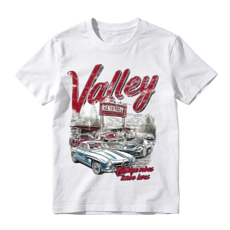 Vintage Valley Classic Car Graphic Oversized T-Shirt