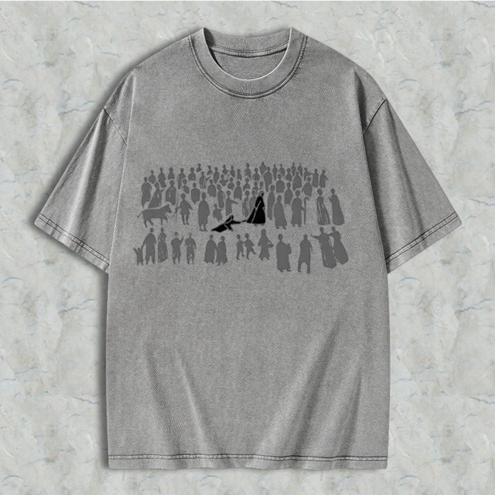 Vintage Washed Nativity Scene Silhouette Graphic T-Shirt