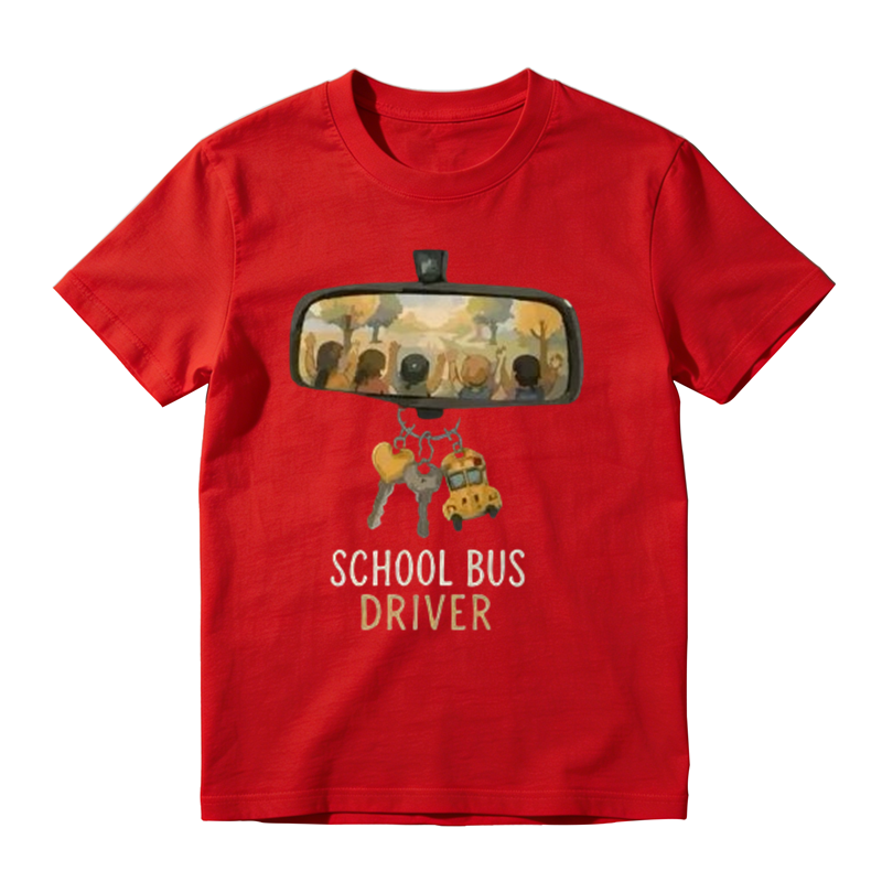School Bus Driver Rear‑View Mirror Graphic T‑Shirt Back To School Bus Driver Gift Tee