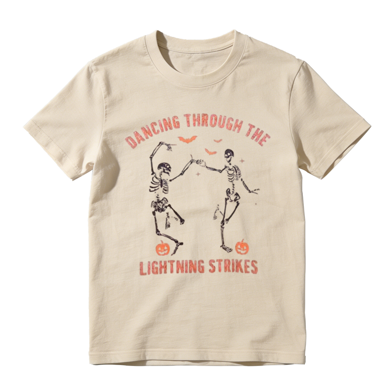 Vintage Dancing Skeleton Halloween Graphic T-Shirt – Unisex Cotton Tee