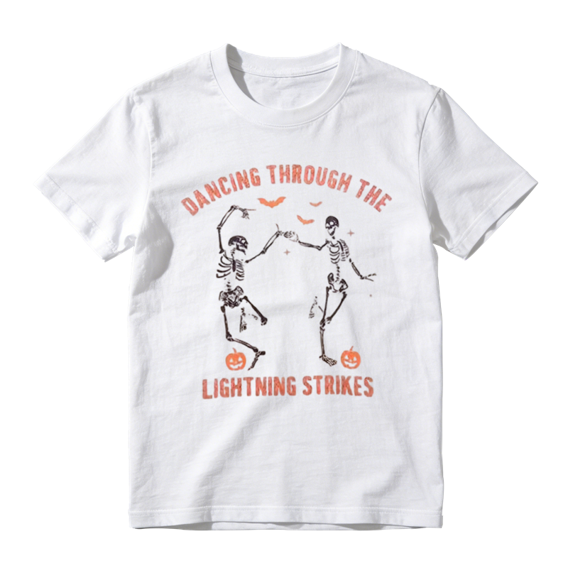 Vintage Dancing Skeleton Halloween Graphic T-Shirt – Unisex Cotton Tee