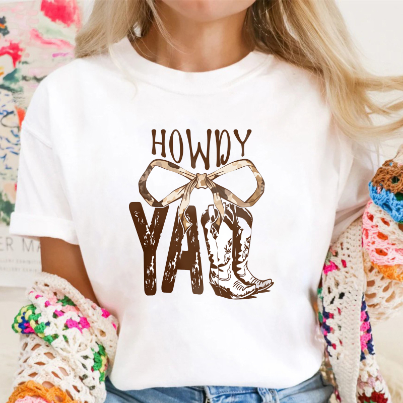Howdy Yall Cowboy Boots Bow Unisex Classic T-shirt