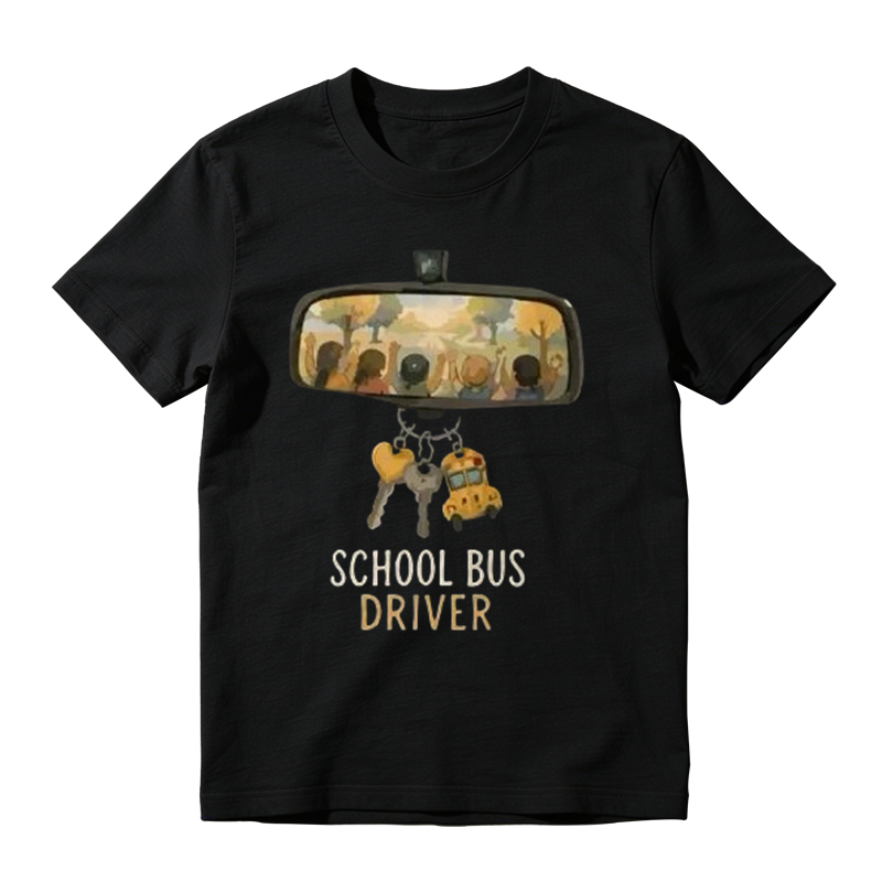 School Bus Driver Rear‑View Mirror Graphic T‑Shirt Back To School Bus Driver Gift Tee