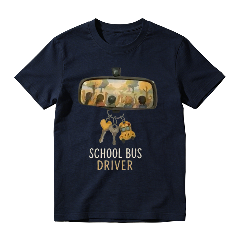 School Bus Driver Rear‑View Mirror Graphic T‑Shirt Back To School Bus Driver Gift Tee