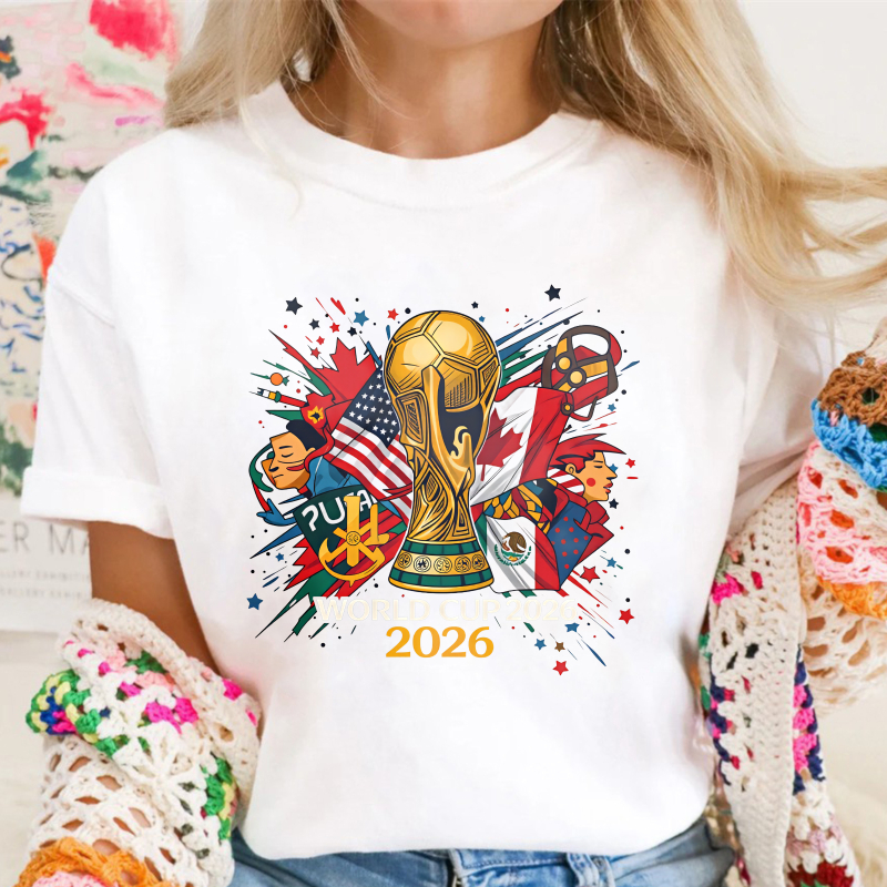 2026 World Cup Trophy With Flags And Stars Unisex Classic T-shirt