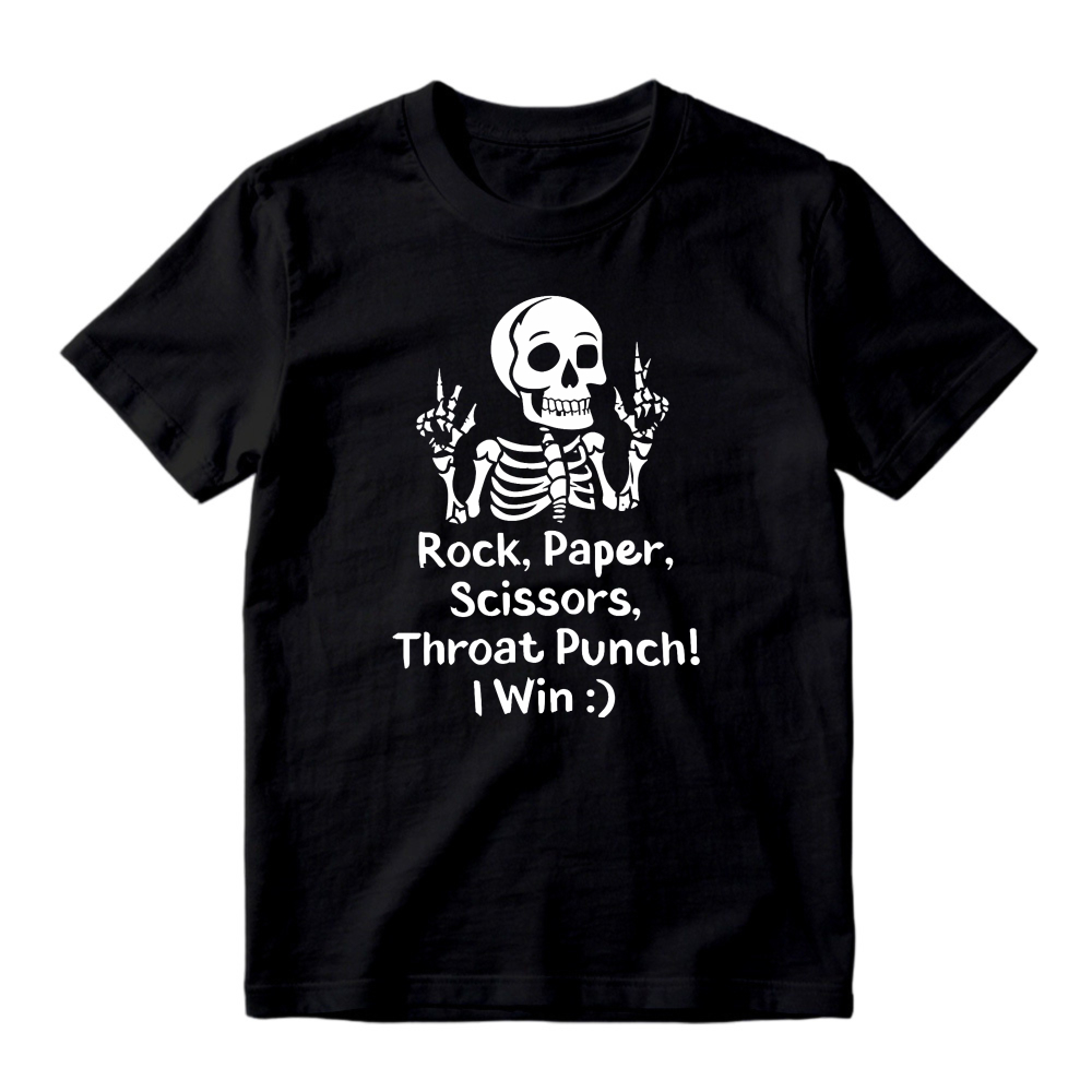Skeleton Rock Paper Scissors Throat Punch I Win T-shirt