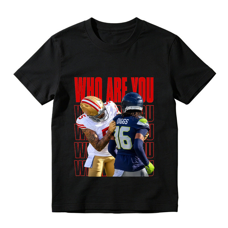 Who Are You Graphic Shirt, Football Rivalry Print Tee, Funny Game Day T-Shirt, Red Lettering Unisex Sports Fan Gift, Casual Top