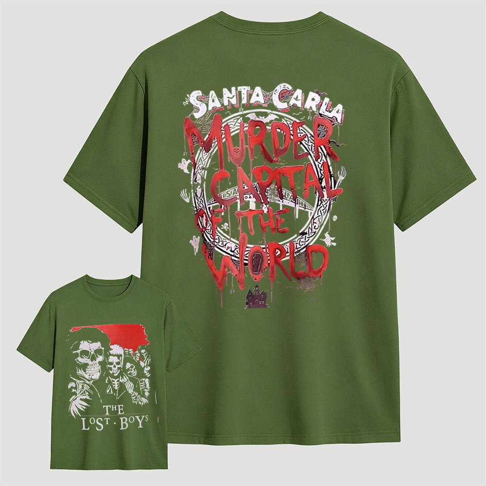 Retro Vampire Horror Movie Santa Carla Graphic Tee Spooky Halloween Shirt