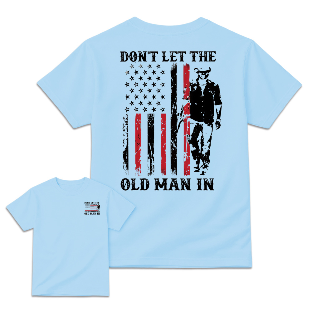 Vintage American Flag Front & Back Print Mens Graphic Tee Casual Short Sleeve Tshirt