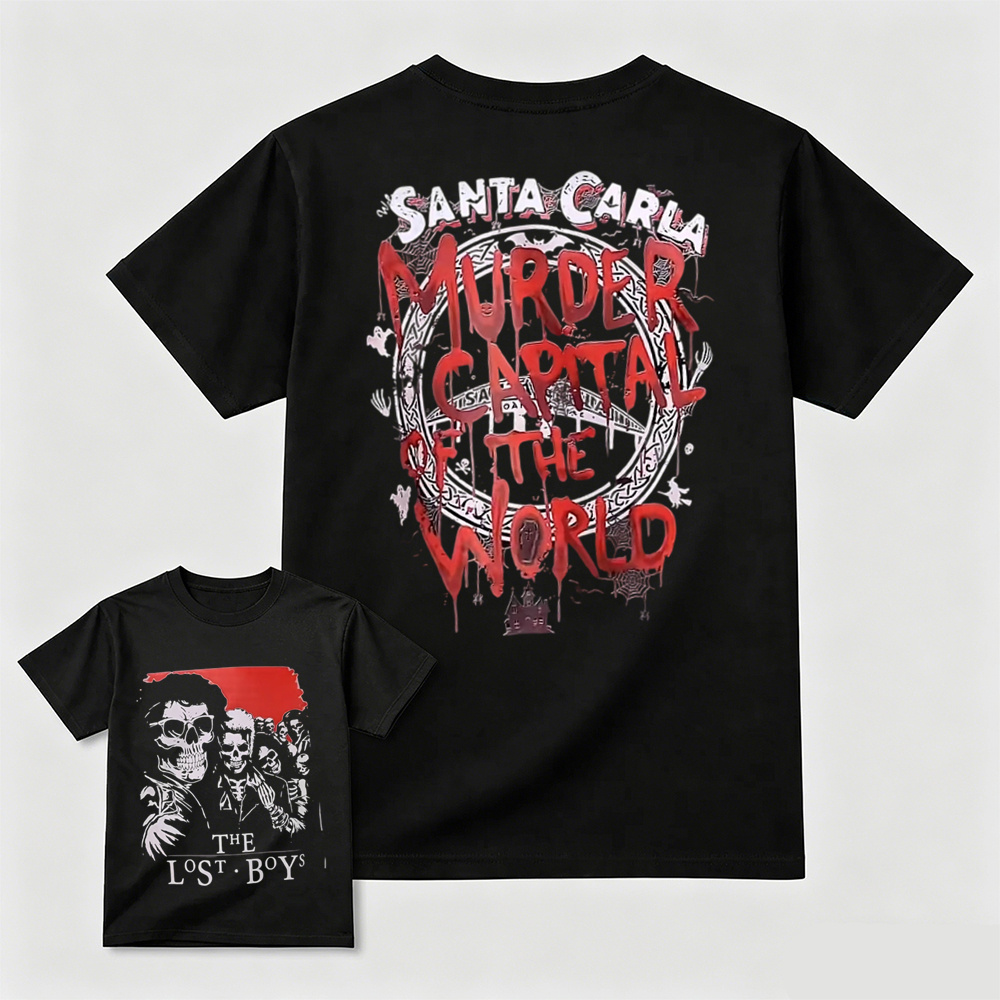 Retro Vampire Horror Movie Santa Carla Graphic Tee Spooky Halloween Shirt