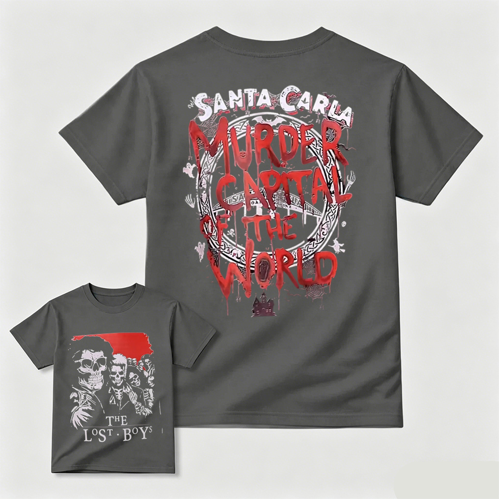 Retro Vampire Horror Movie Santa Carla Graphic Tee Spooky Halloween Shirt