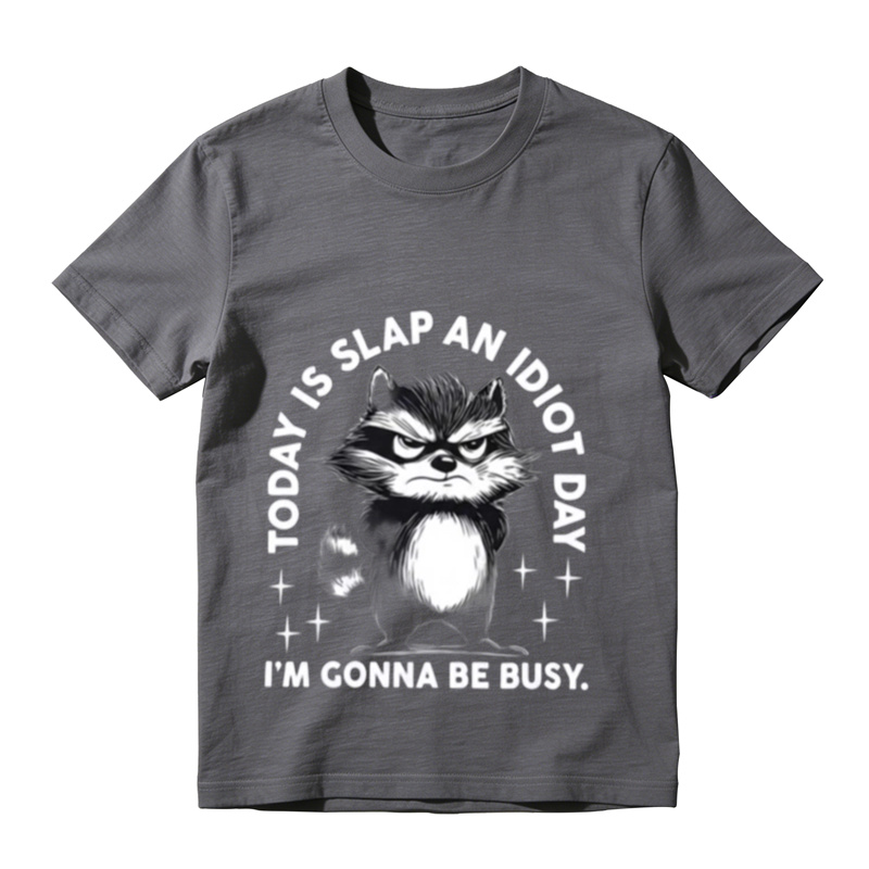 Today Is Slap An Idiot Day Raccoon Graphic T-Shirt