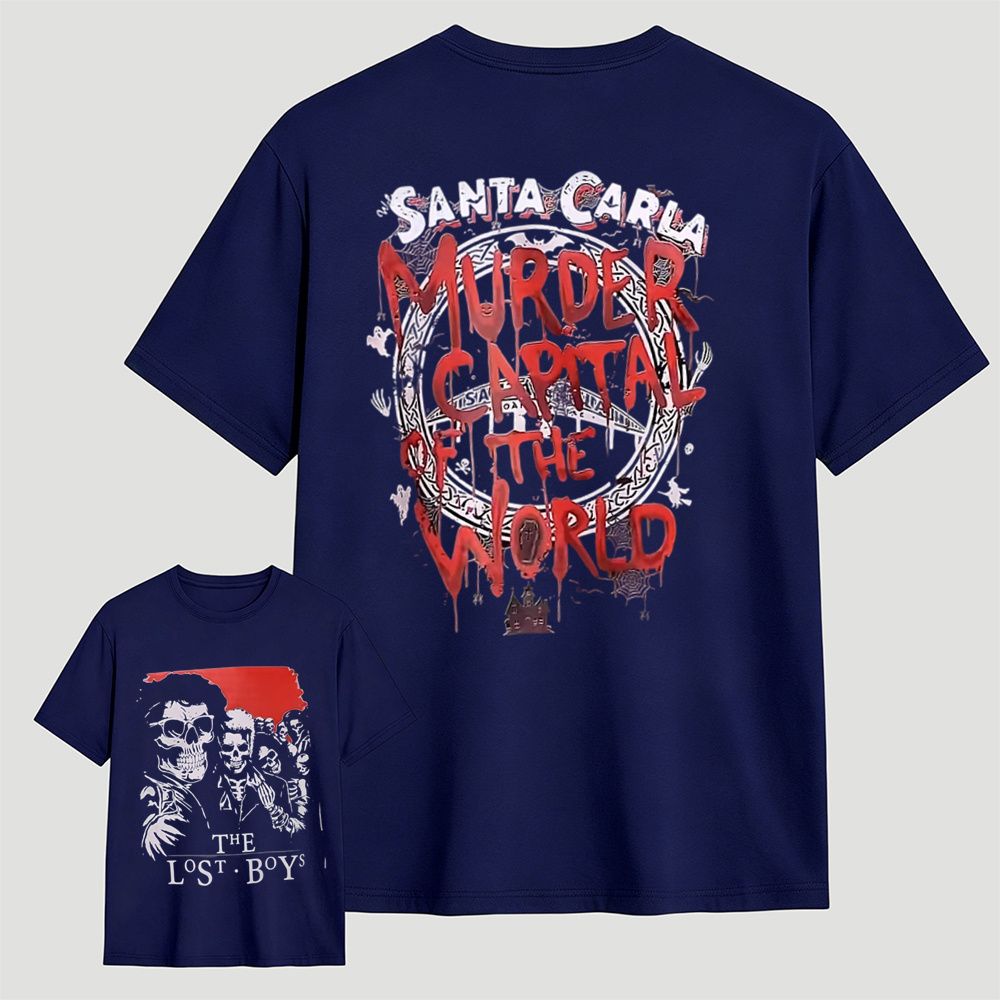 Retro Vampire Horror Movie Santa Carla Graphic Tee Spooky Halloween Shirt
