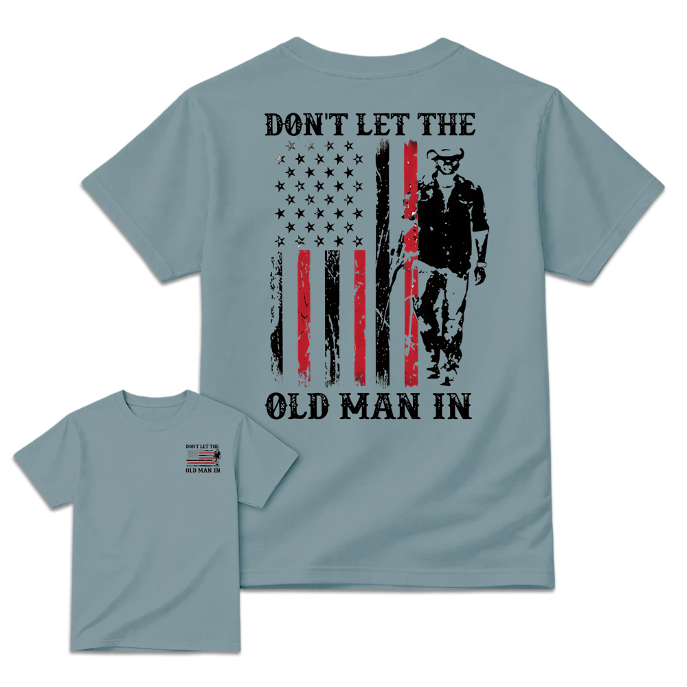 Vintage American Flag Front & Back Print Mens Graphic Tee Casual Short Sleeve Tshirt