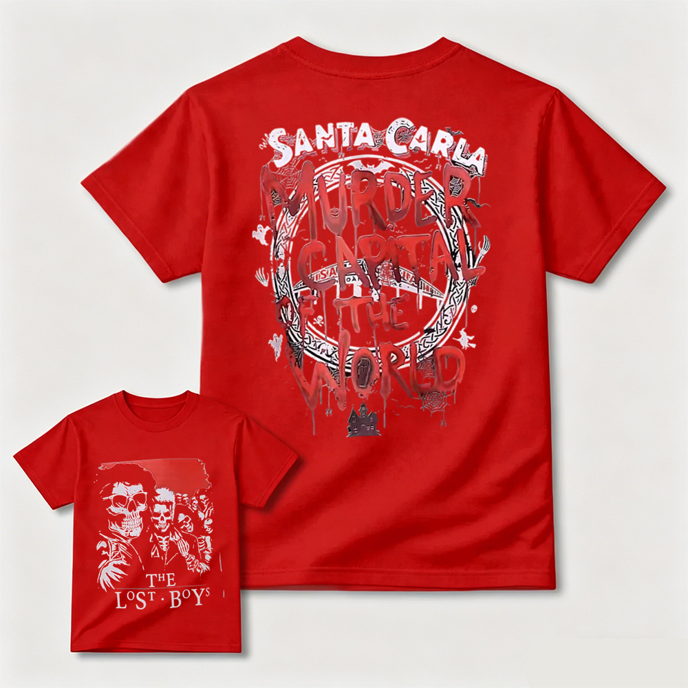 Retro Vampire Horror Movie Santa Carla Graphic Tee Spooky Halloween Shirt