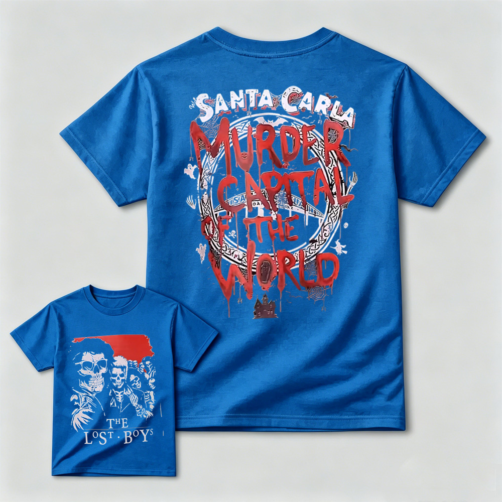 Retro Vampire Horror Movie Santa Carla Graphic Tee Spooky Halloween Shirt