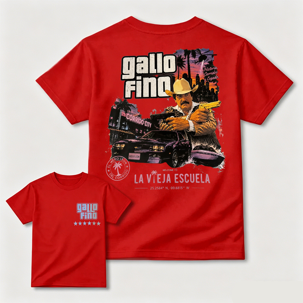 Gallo Fino La Vieja Escuela Corrido City Retro Graphic T-Shirt Mexican Corridos Slogan Tee