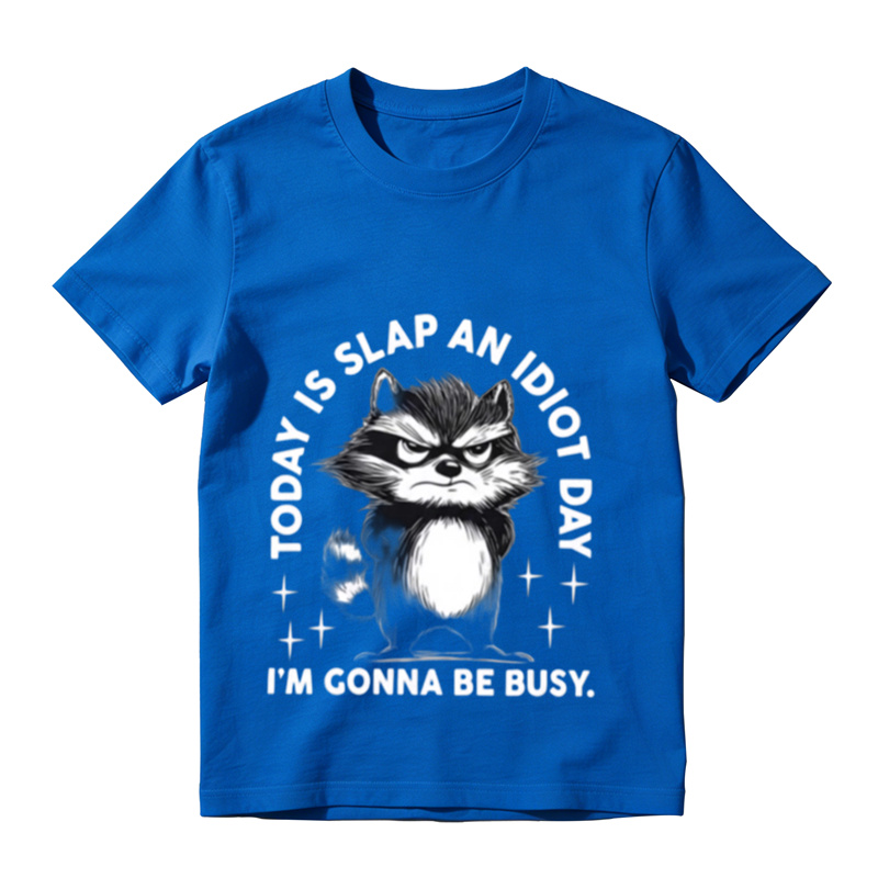 Today Is Slap An Idiot Day Raccoon Graphic T-Shirt