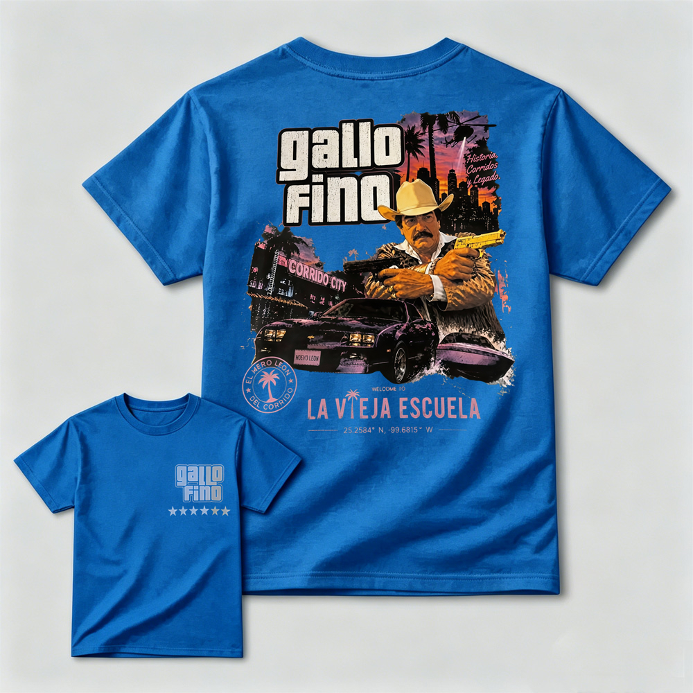Gallo Fino La Vieja Escuela Corrido City Retro Graphic T-Shirt Mexican Corridos Slogan Tee