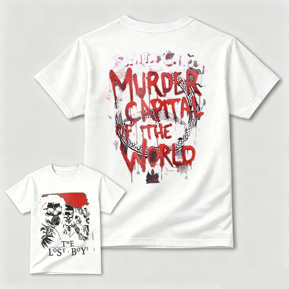 Retro Vampire Horror Movie Santa Carla Graphic Tee Spooky Halloween Shirt