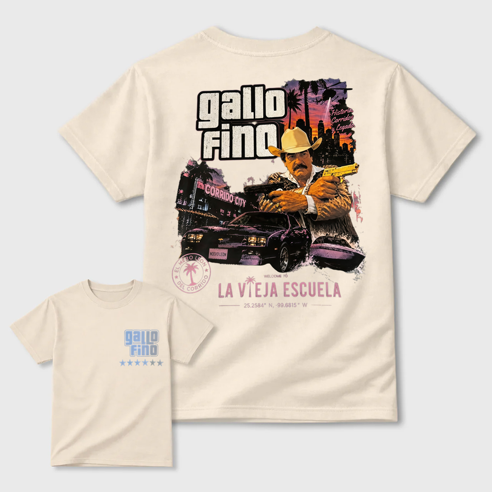 Gallo Fino La Vieja Escuela Corrido City Retro Graphic T-Shirt Mexican Corridos Slogan Tee