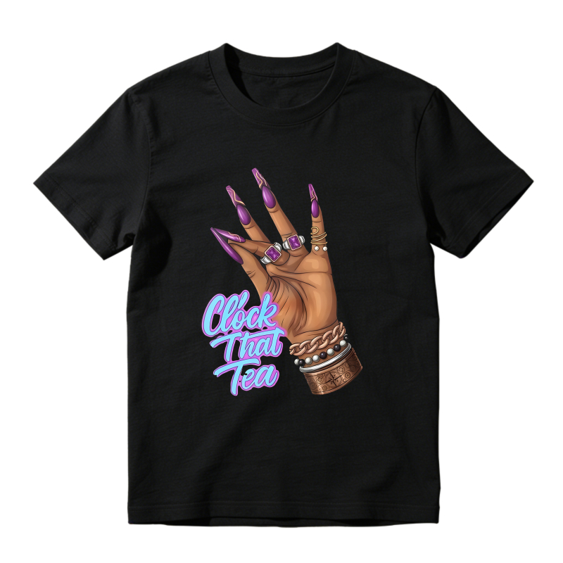 Hand With Purple Nails And Bracelets Clock That Tea T-shirt