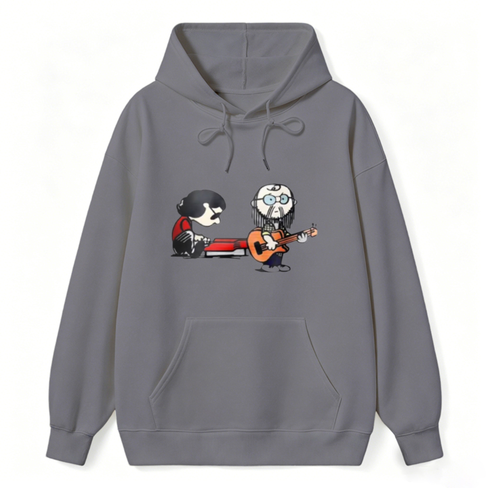 Cartoon Musicians Playing Guitar And Keyboard Unisex Classic Hoodie