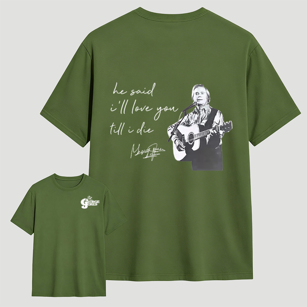 Vintage Country Music Lyric Graphic Tee, Double Sided Print Casual Fan T‑Shirt