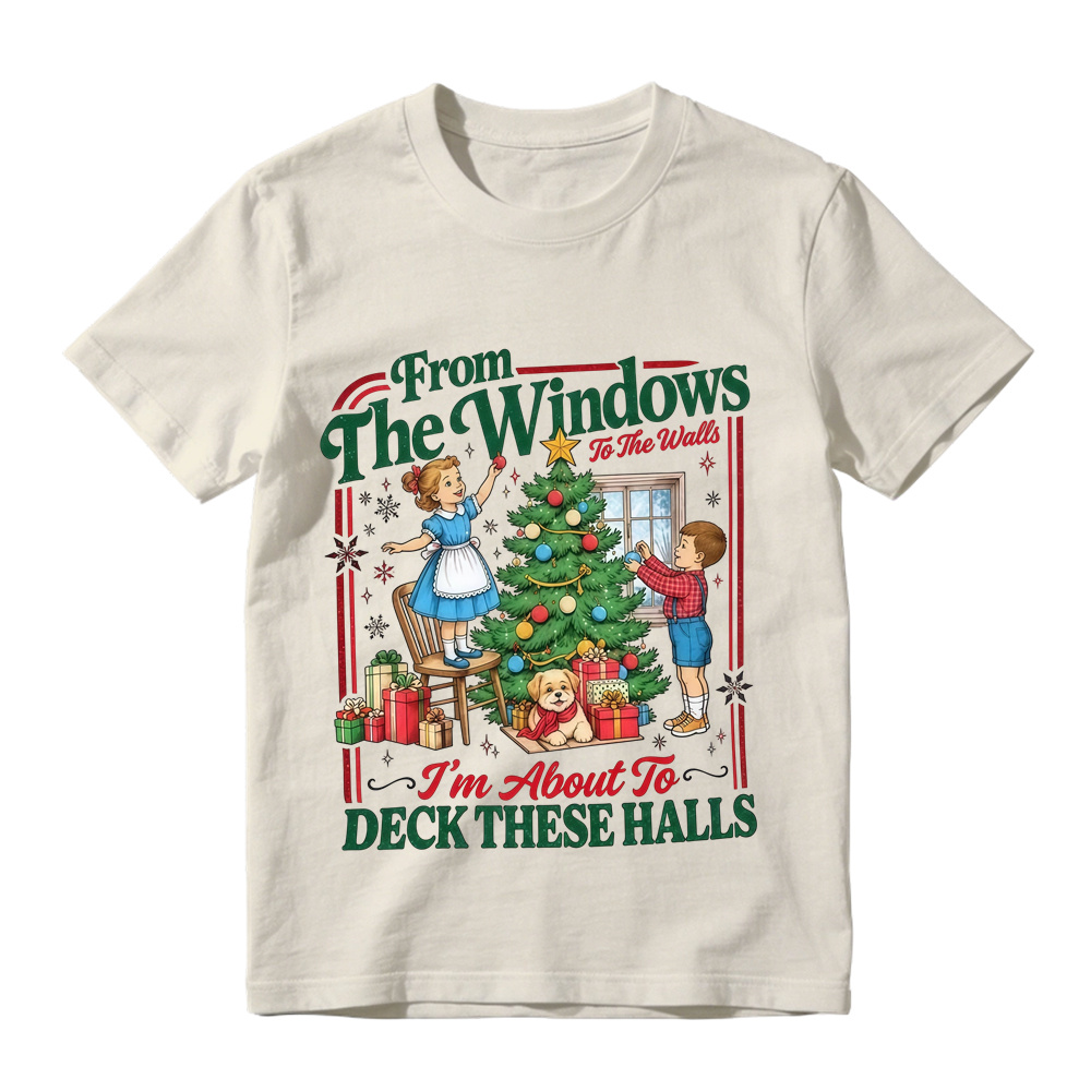 Unisex Retro Christmas Tree Graphic Short Sleeve Tee Holiday Xmas T-Shirt