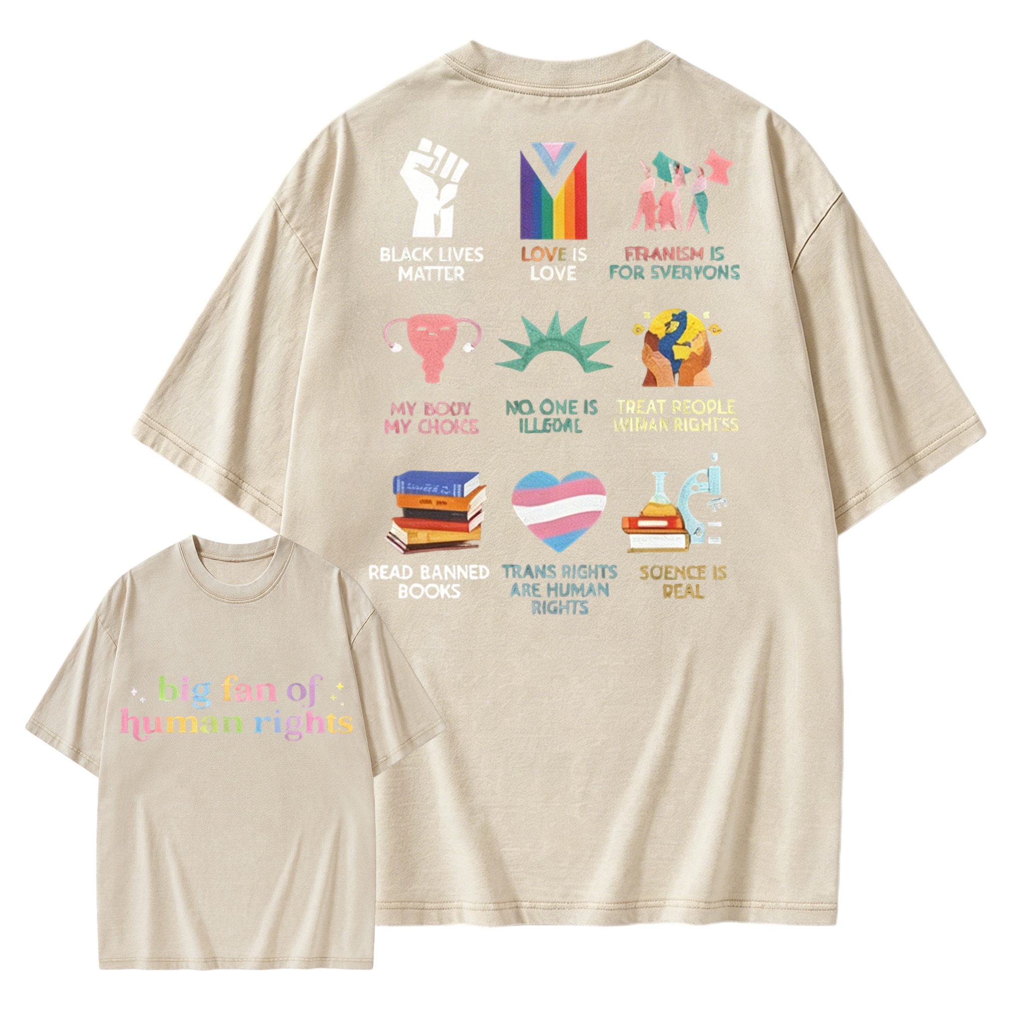 Big Fan of Human Rights Oversized Graphic Tee | Equality Progressive Activist Social Justice Shirt